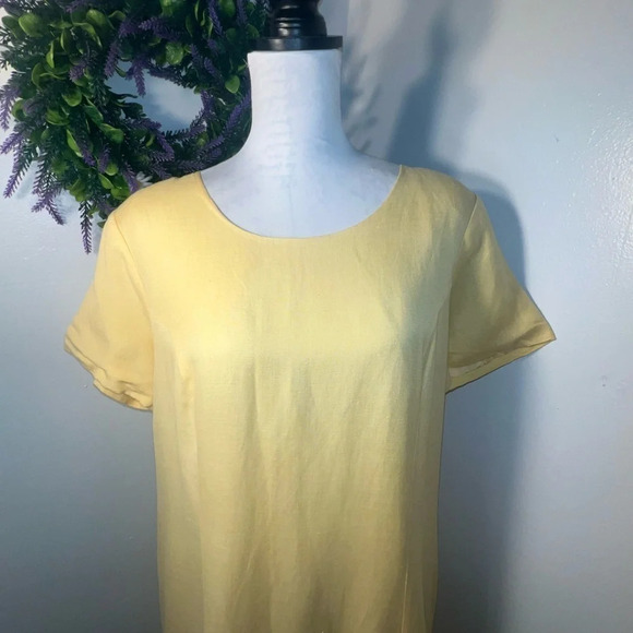 Adolfo Studio 16 short sleeve maxi linen dress, back zipper closure and split - Picture 7 of 7